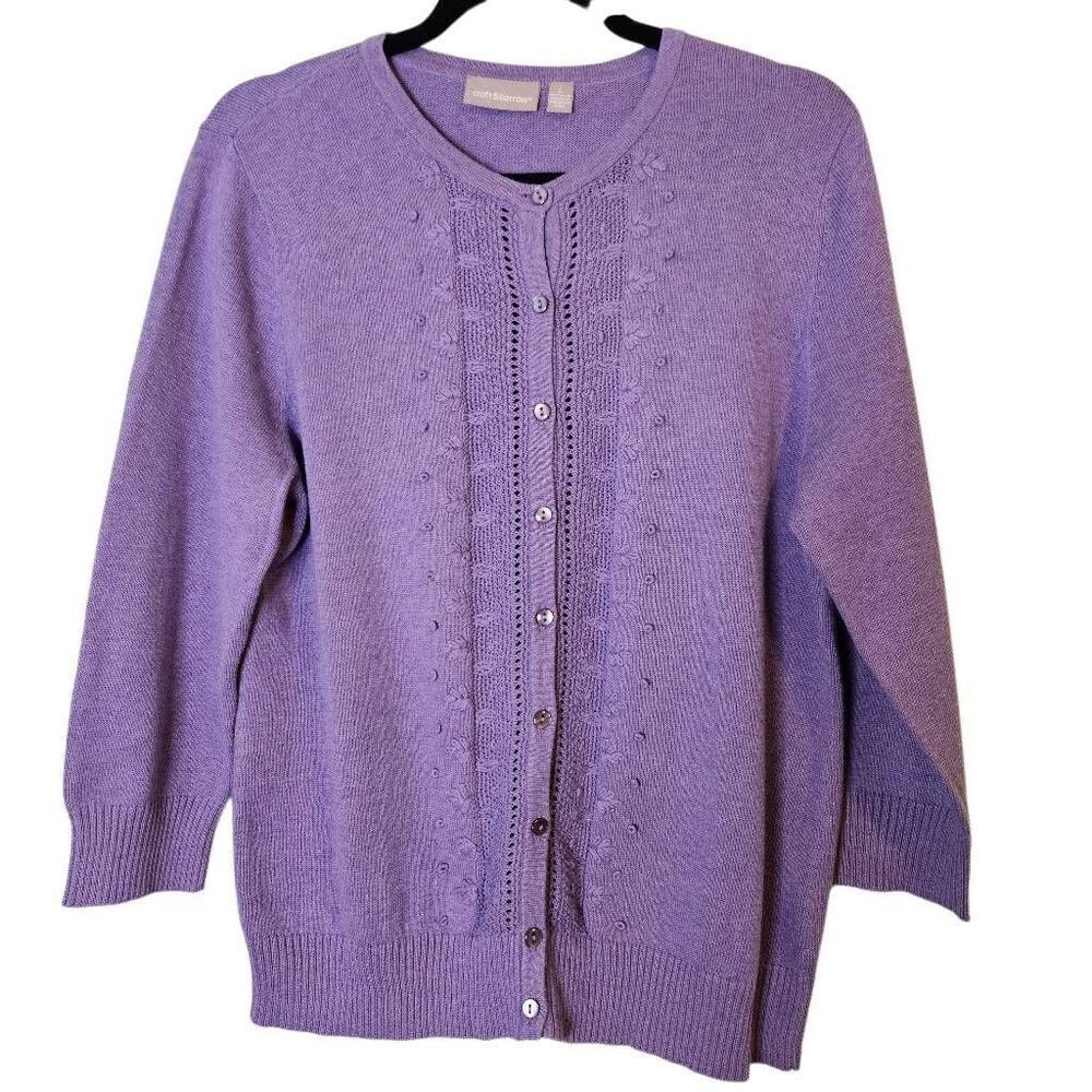 Granny core cotton cardigan,  purple. Size L. #929